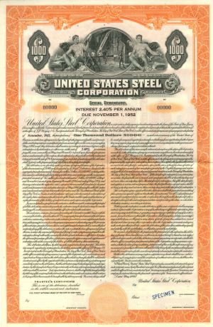 United States Steel Corporation - $1000 Specimen Bond